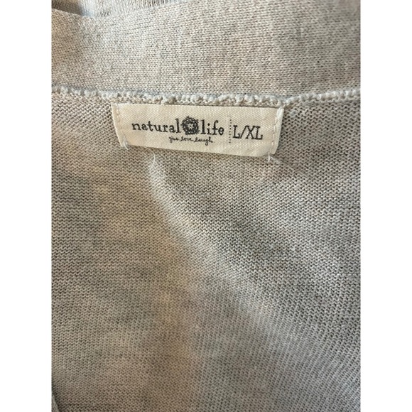 Natural Life Daisy Cotton Cardigan Sweater Oatmeal Floral L/XL Boho Slouchy - Picture 3 of 10